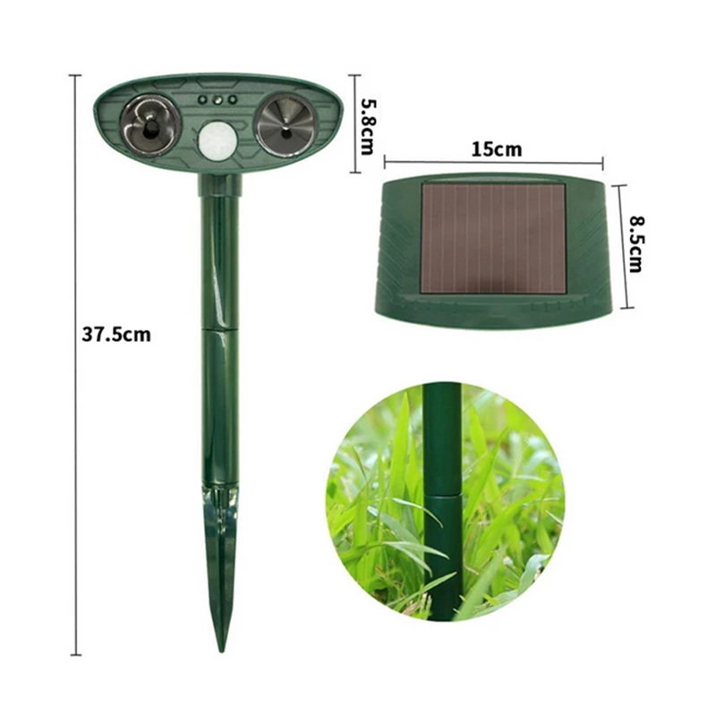 

Outdoor Solar Ultrasonic Power Pest Animal Repeller Repellent Garden Drive Cat Dog Fox Waterproof Safe Animal Repellent Device