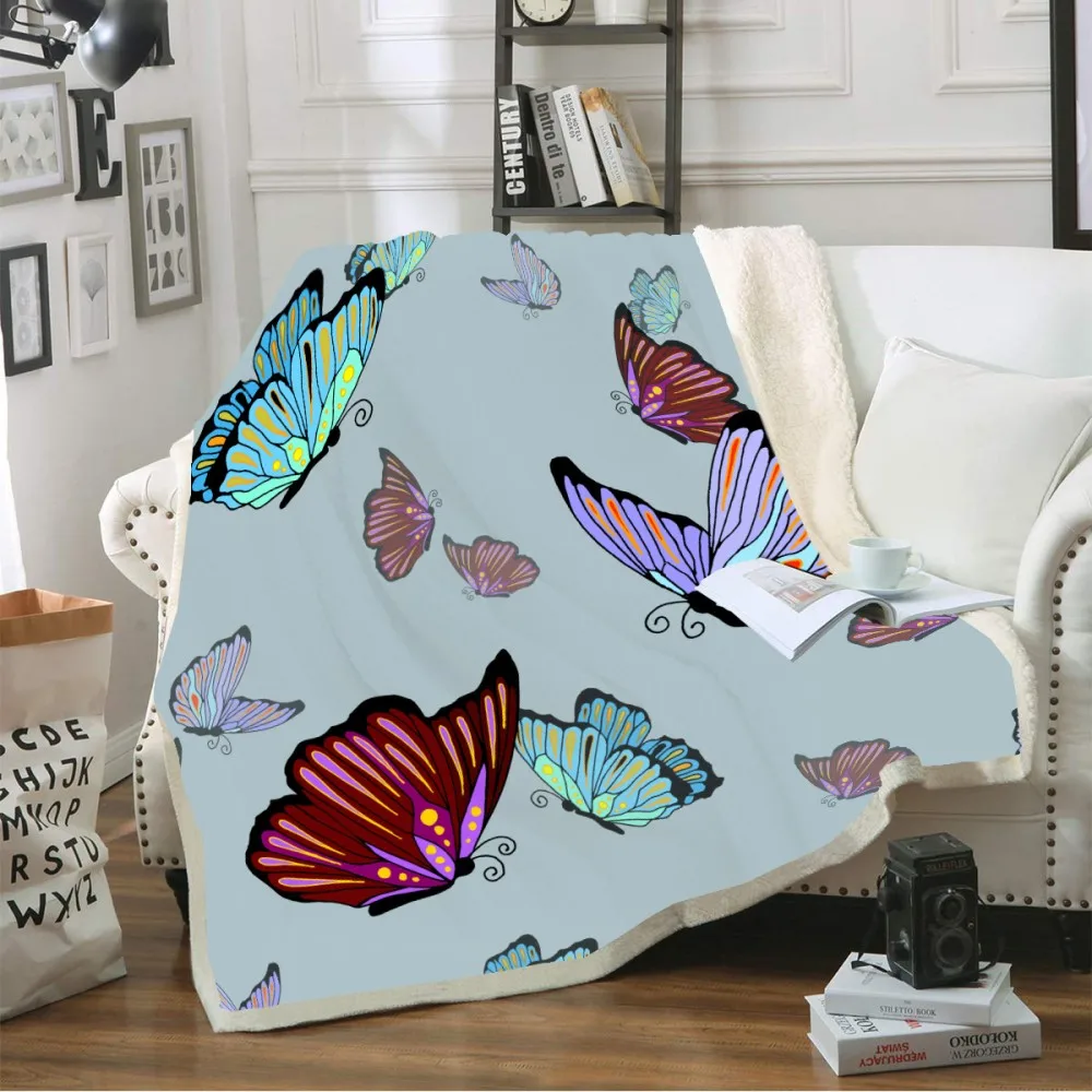 Пледы одеяло шерстяное 3D бабочка печатных номер уютное красочные крылья Диван