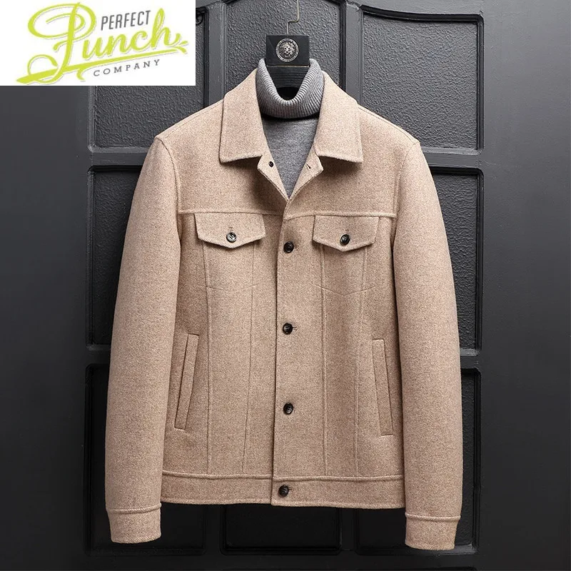 

Wool Double-sided Coat Men Spring Autumn Handmade Jacket Short Korean Mens Overcoat Casual Abrigo Hombre 1268B KJ3971