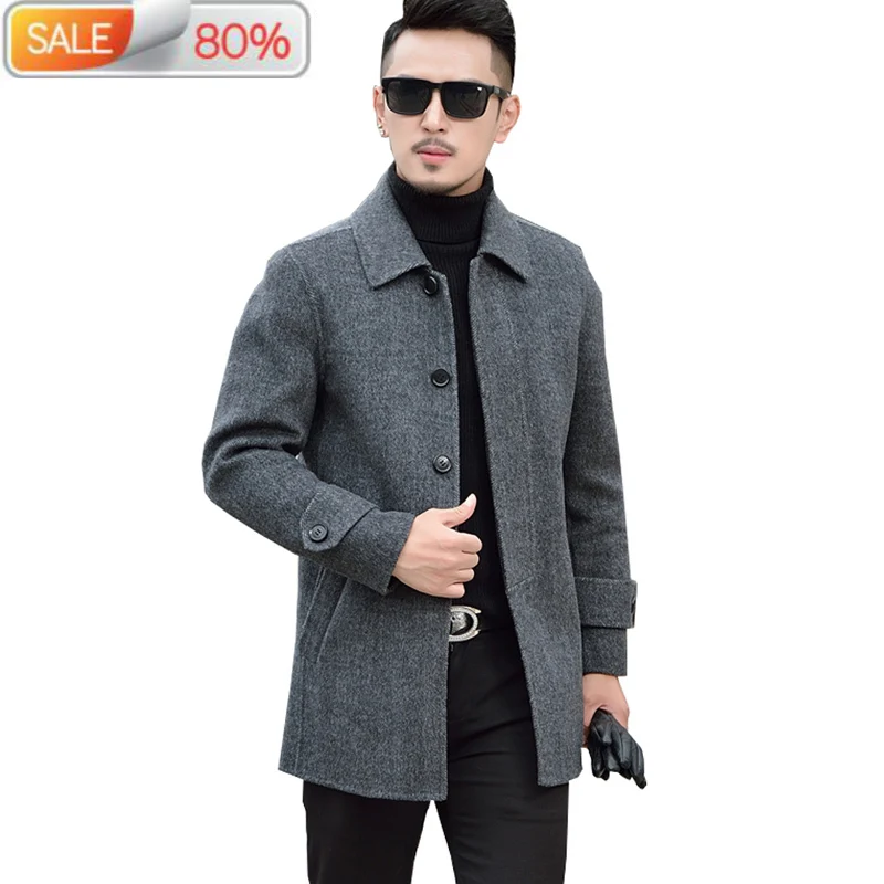 

100% Wool Coat Men Double-sided Overcoat Casual Man Jacket Korean Mens Coats and Jackets 2020 Manteau Homme B21935