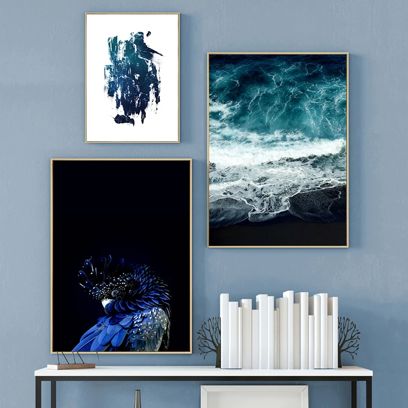 Морской пейзаж на стену художественная Абстрактная Картина холсте попугай