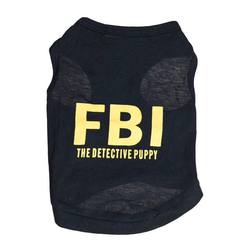 100% Cotton FBI Costume Yorkshire Terrier Clothes T Shirt For Dogs Small Dog Clothes Summer Ropa Para Pug Koszulka Dla Psa