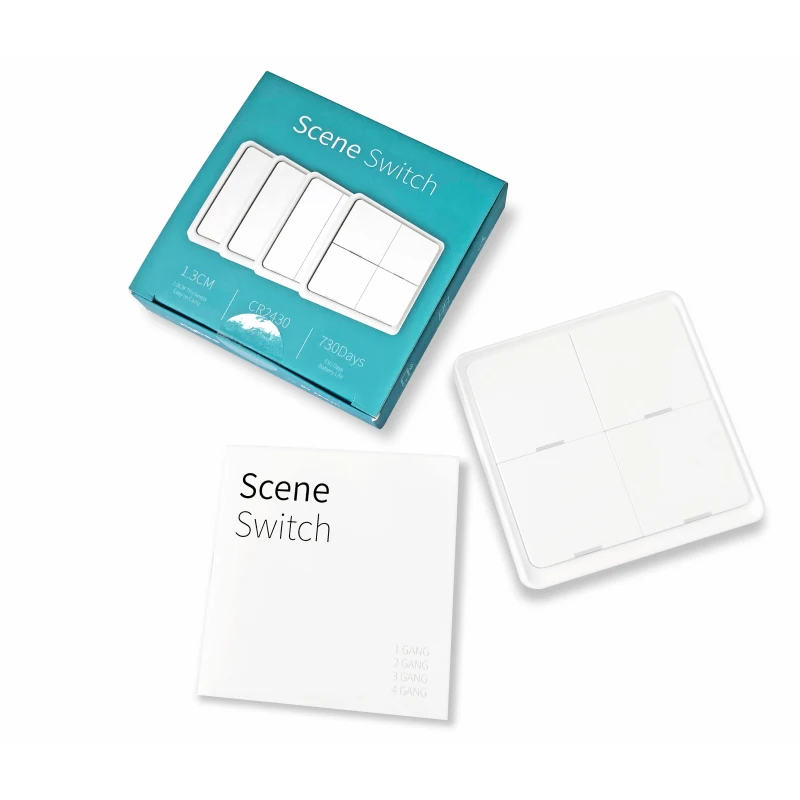 

4 Gang Tuya ZigBee Wireless 12 Scene Switch Push Button Controller Battery Powered Automation Scenario for Tuya Devices New