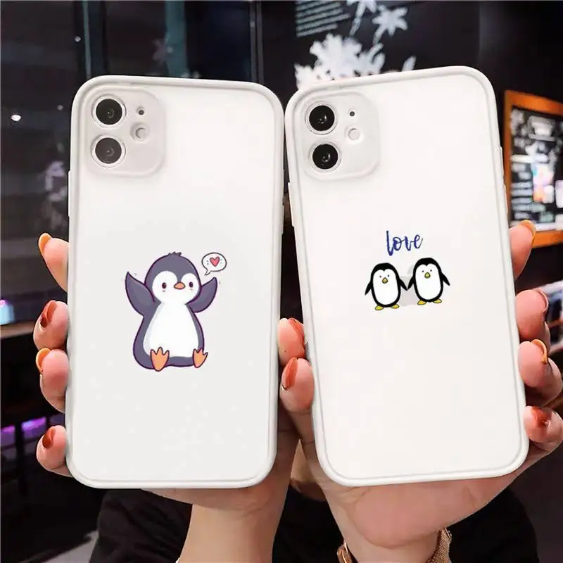 

cartoon animals penguin Phone Case Matte Transparent for iPhone 7 8 11 12 s mini pro X XS XR MAX Plus cover funda