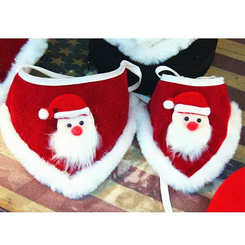 Рождественский шарф для питомца собаки кошки Санта-Клауса нагрудники