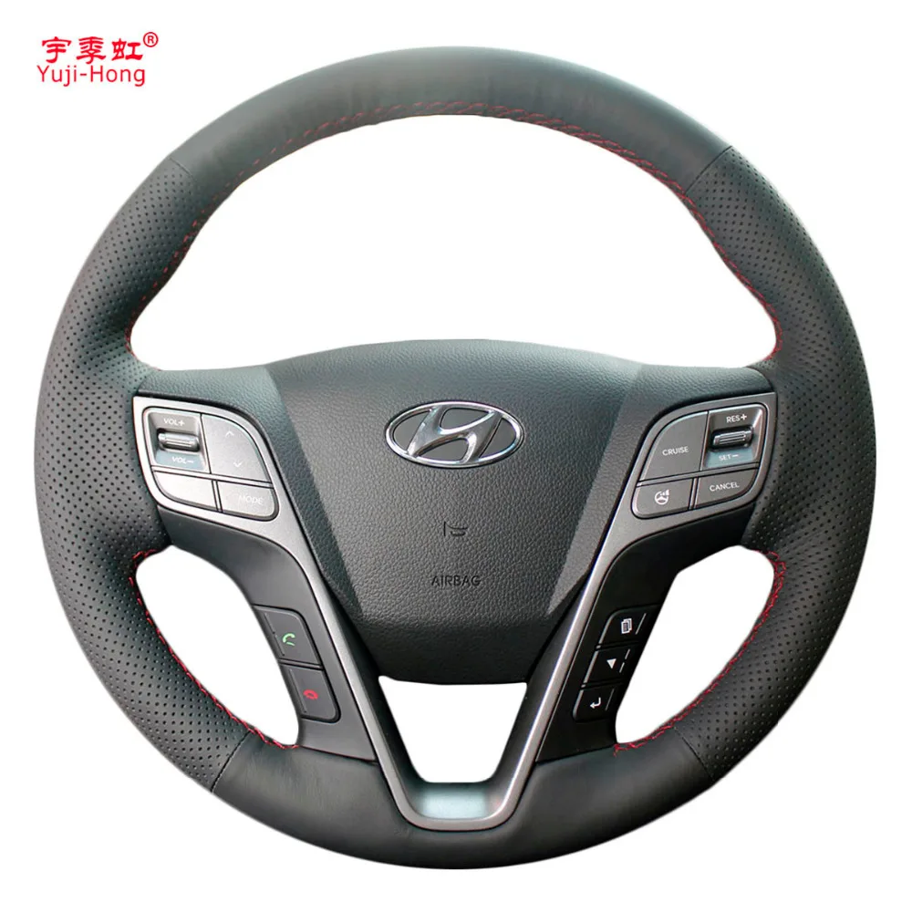 

PONSNY Artificial Leather Car Steering Wheel Covers Case for Hyundai SantaFe 2013 Grand IX45 Hand-stitched Cover