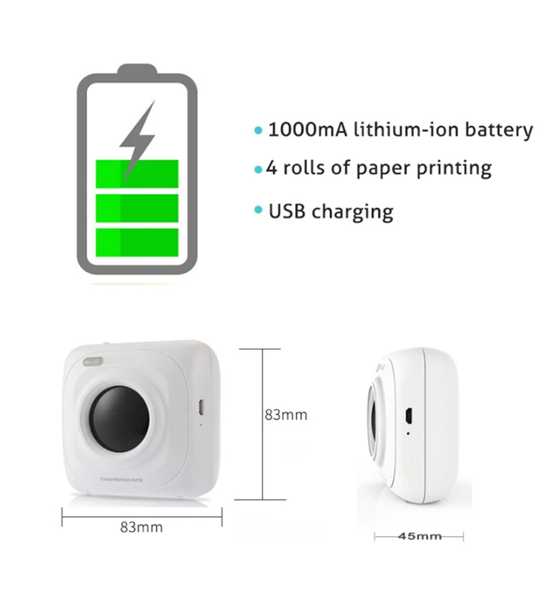 Карманный портативный Bluetooth принтер Paperang P1 мини Термопринтер для печати текстов и фотографий беспроводной