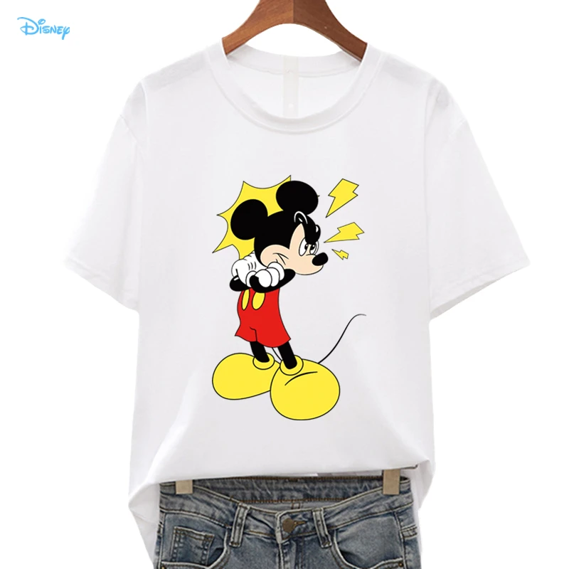 

Disney Angry Mickey Mouse T Shirt Oversize Femme Short Sleeve Korean Fashion Woman Tshirts Summer 2021 90s Aesthetic Y2K Tops