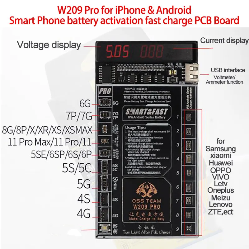 for iPhone 4 5S SE 6 7 8 P X XR XS 11 PRO MAX Samsung Xiaomi Android Phone Battery Tester Fast Charging and Activation Board | Инструменты