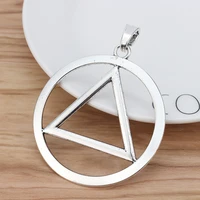2 pieces silver color large aa alcoholics anonymous recovery sobriety circle triangle symbol charms pendants for necklace making