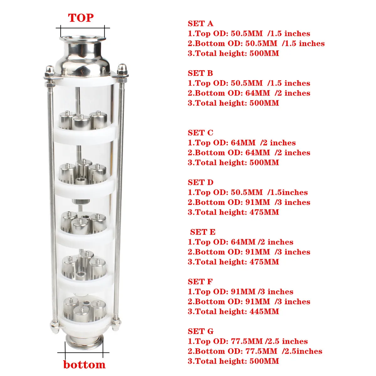 Медная Пузырьковая Колонна Из Нержавеющей Стали для дистилляции с 5 секциями