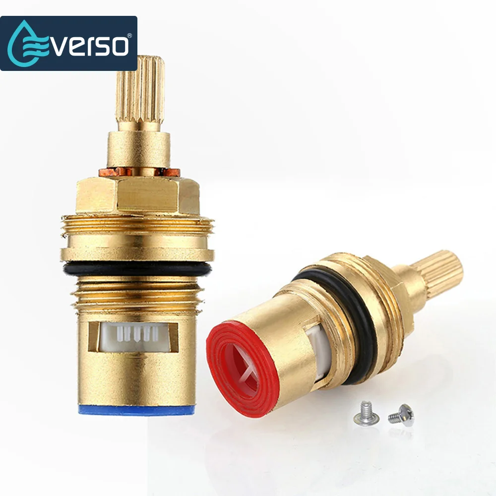 

EVERSO Ceramic Thermostatic Valve Faucet Cartridge Bathroom Hot and Cold Mixer Valve Adjust Water Temperature Brass Material