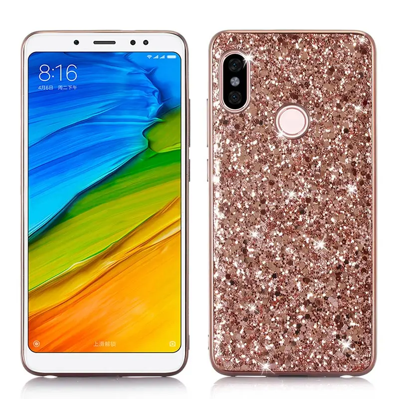 Чехол для Xiaomi Redmi Note 5 Pro из силикона с блестками и кристаллами, мягкий TPU ковер 5P 6 on.