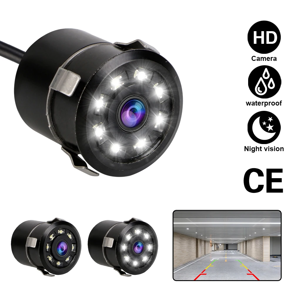 

LEEPEE CCD Waterproof Wide Angle Backup Camera Parking Monitoring Reversing Night Vision 170° Car Rear View Camera 8 LED