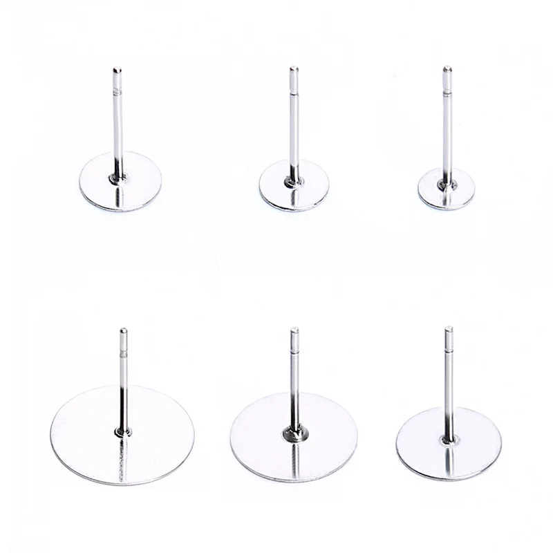 

100PC Stainless Steel DIY Stud Earring Tray Hold Fashion Mosaic Accessories Wholesale Jewelry Findings Components Connector