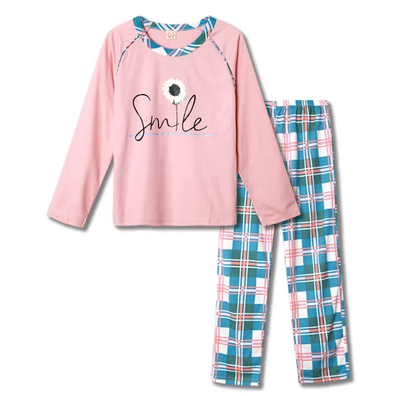 

WIKISSPJS Japanese Family Home Service Women's Spring and Autumn 2021 Round Neck Pullover Lovely Printed Cotton Suit Pajama Girl