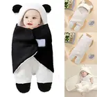 Милое мультяшное детское одеяло с капюшоном для новорожденных флисовая пеленка Зимний теплый плюшевый мишка спальный мешок с ушками 2021