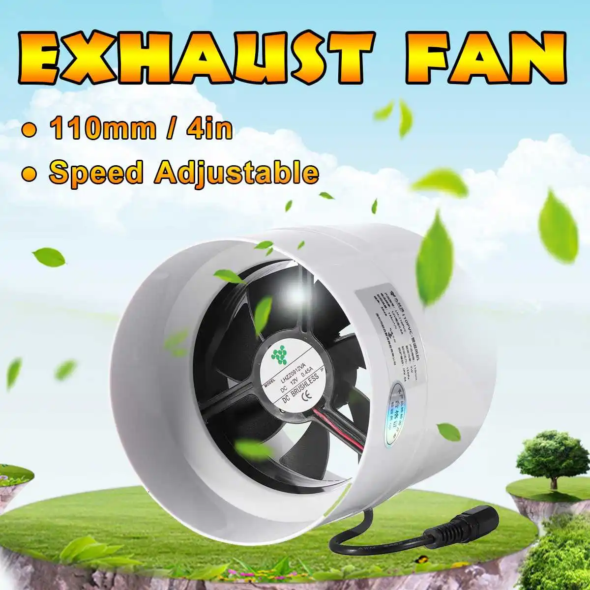 

4 Inch Inline Duct Fan Air Ventilator Metal Pipe Ventilation Exhaust Fan Adjustable Extractor Bathroom Toilet Wall Fan Duct Fan