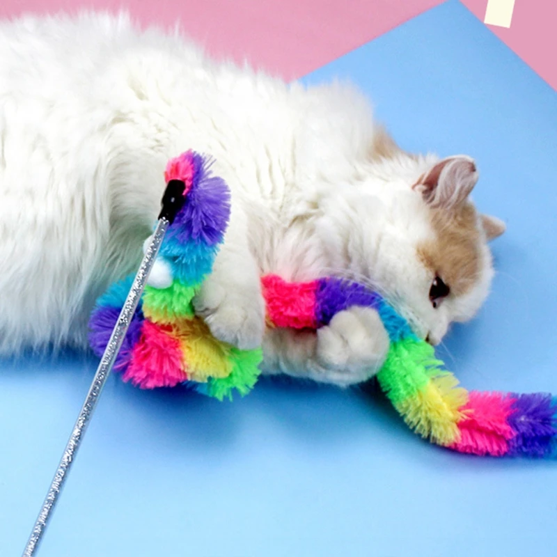 

1pcs Funny Cat Toy Kitten Pet Plush Stick Teaser with Bell Funny Kitten Wand T21C