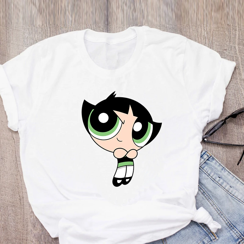 

Summer Powerpuff Women T-shirts Ulzzang Streetwear kawaii cartoon print Tshirt Korean Style Tops Harajuku short sleeve t shirt