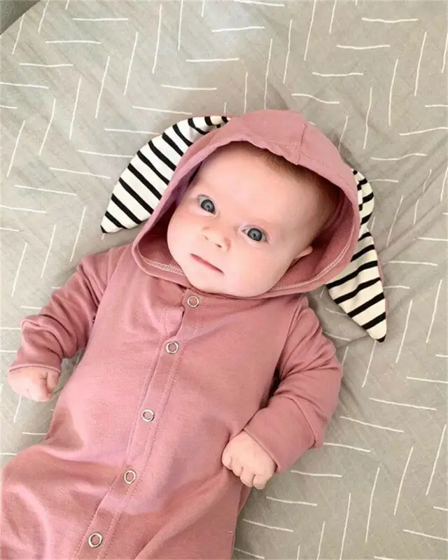 0-24Months Newborn Baby Girl Rompers Clothes Long Sleeve Cotton Hooded Bodysuits One Pieces Outwear Outfits Clothing | Детская одежда и