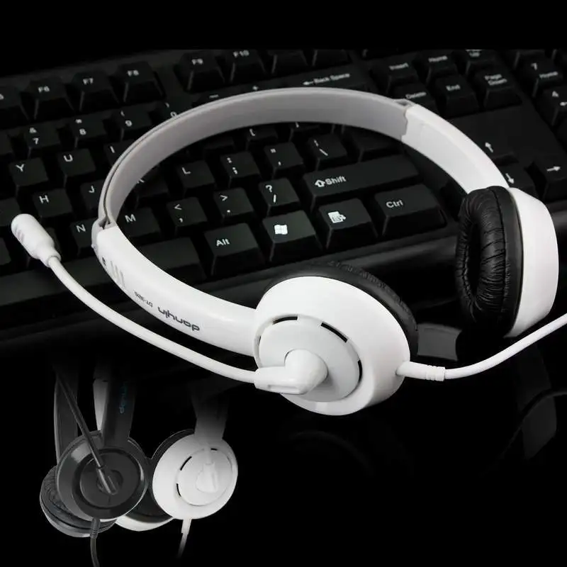 

Wired Headphones White Elegant Stereo Hifi Surround Sound Noise Canceling Headsets With Mic For PC Computer Phone Game Gamer