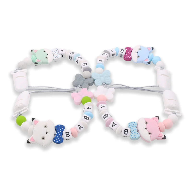 Милый медведь мультфильм животных детские силиконовые соски клип цепь BPA