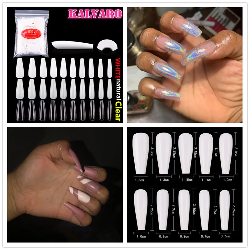 600/500 шт. Балерина капсула Ongle прозрачный/натуральный/белый ложный гроб острый искусственный плоский форма полное покрытие поддельный лак для ногтей наконечник типсы