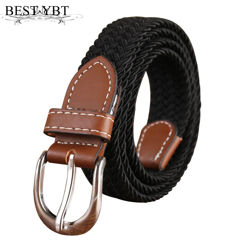 Best YBT Unisex Canvas Belt Alloy Pin Buckle Belt Elastic Stretc Knitted Casual Cowboy Fashion Solid Men And Women Belt