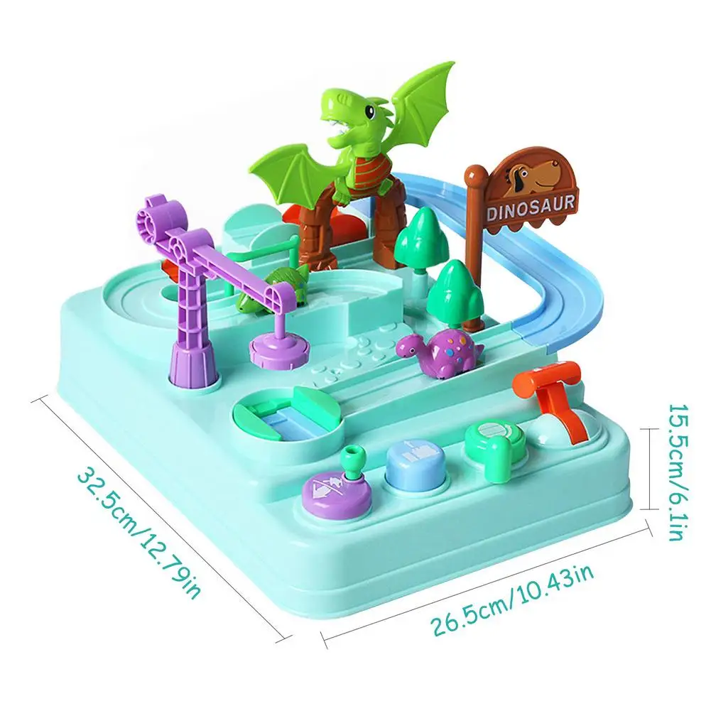 

2 In1 Dinosaur Big Adventure Toy Car Children Puzzle Train Break Through The Pass Track Sliding Manual Educational Toy Rail Car