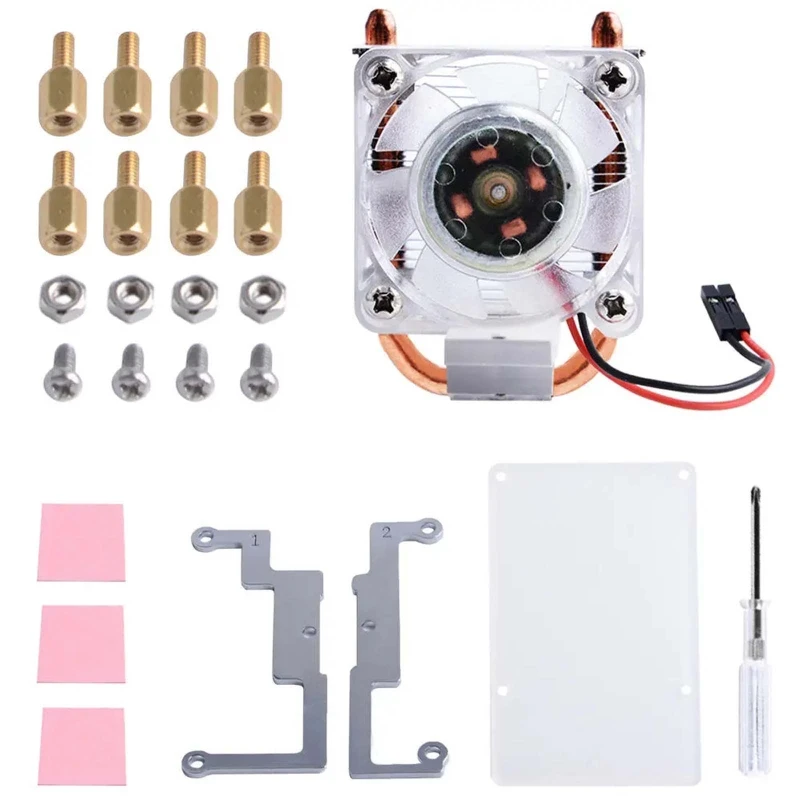 

Процессор Вентилятор охлаждения V2.0 супер рассеивания тепла 7 цветов светильник кронштейн 5-слойный чехол для Raspberry Pi 4B / 3B / 3B +