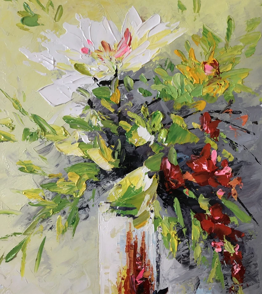 

Texture Thick Vase Flower Handmade Oil Painting Canvas Wall Art Oil Paintings Canvas Knife Art Home Decoration Wall Pictures