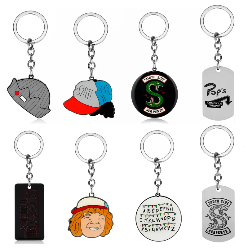 

Riverdale Keychain Stranger Things Keyrings Cartoon Trinket Men Boys Keyholder Backpack Car Key Chains Jewelry Movie Fans Gift