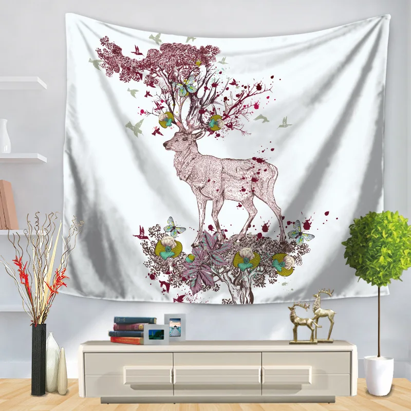 Лося настенный гобелен мечтательный лес лося для посадки деревьев хиппи