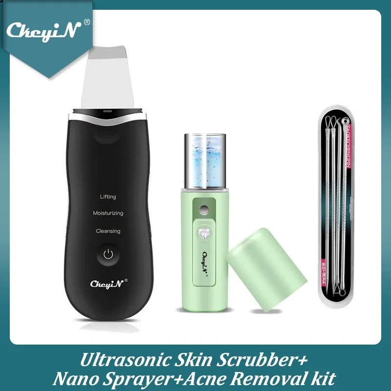 Скребок CkeyiN ультразвуковой для кожи устройство удаления черных точек и очищения