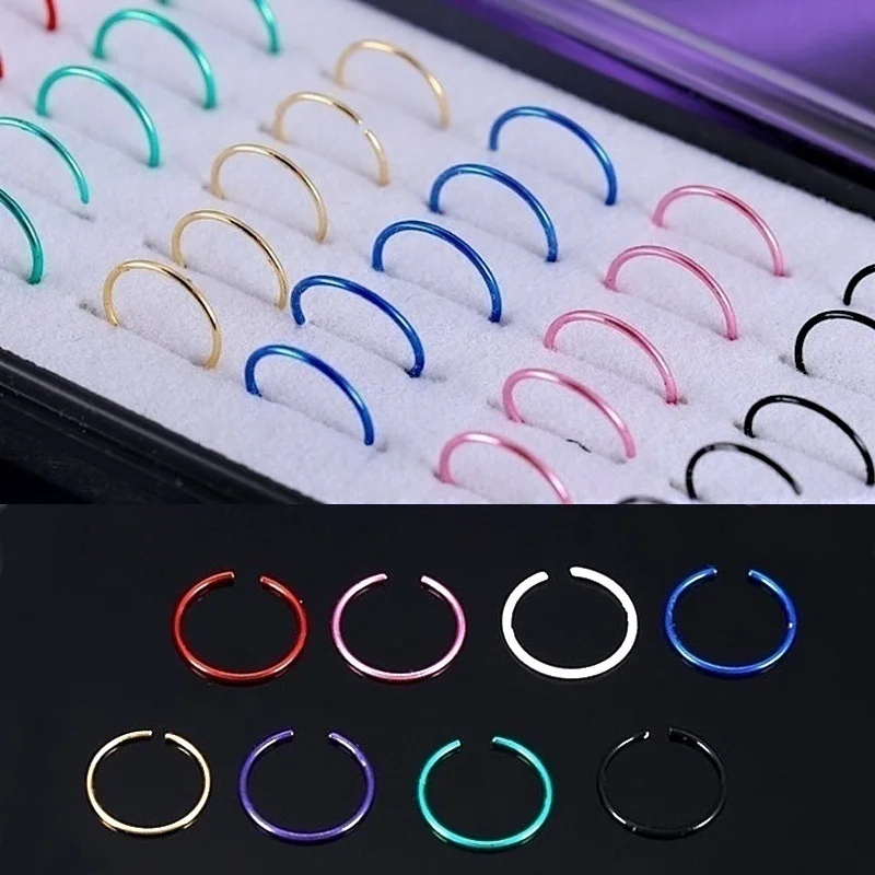 

Multicolor Open Hoop Nose Rings Clips Body Piercing Jewelry Women Nose Lip Ear Clip on Ring Gold Silver Tragus Piercing Jewely