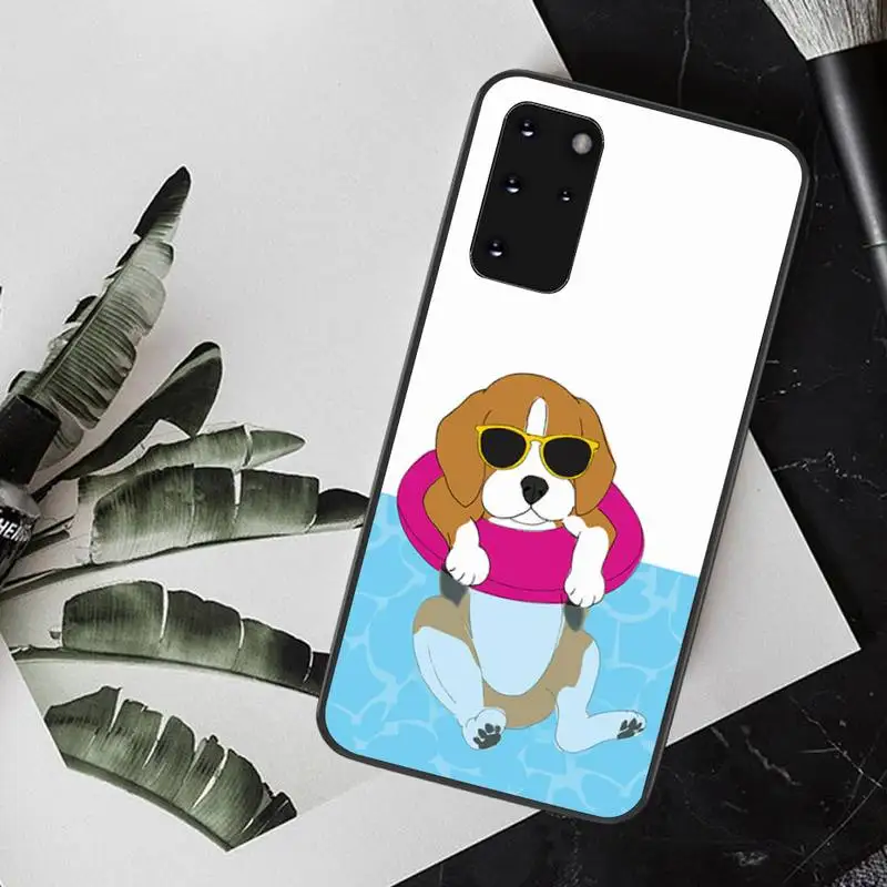 HPCHCJHM милый Бигль Черная мягкая крышка чехол для телефона Samsung S20 plus Ultra S6 S7 край S8 S9