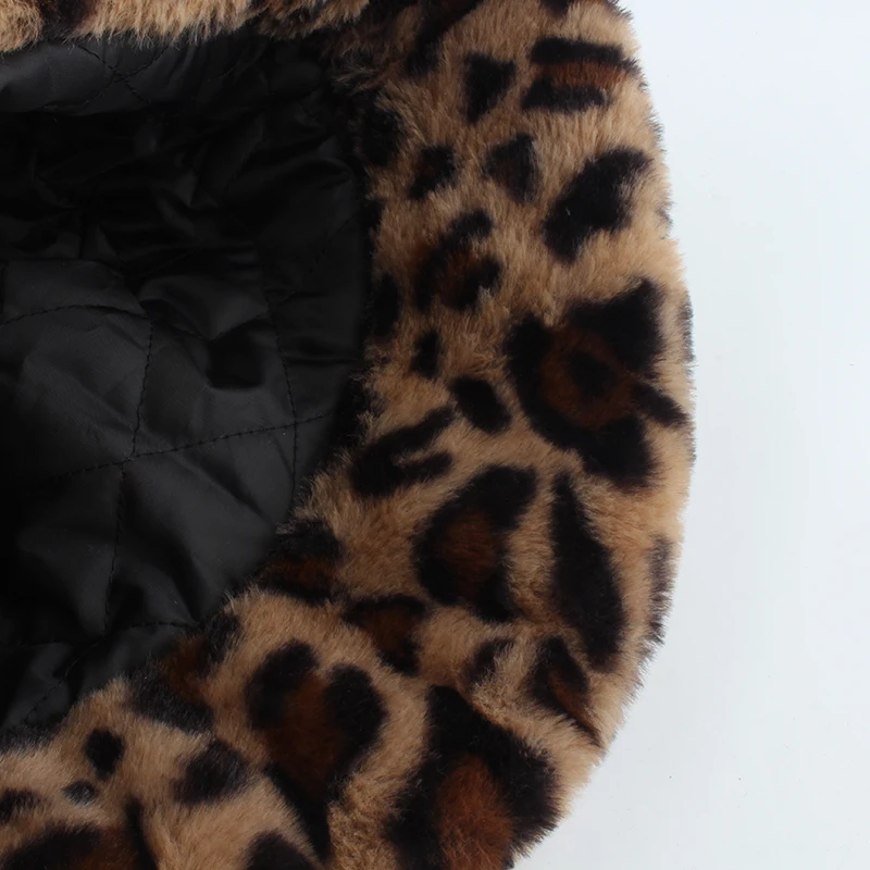 Женская плюшевая Панама зимняя винтажная из искусственного меха с леопардовым