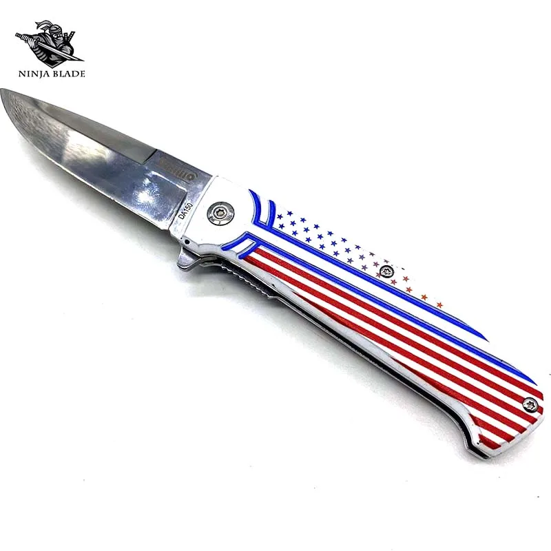 

Free Star Textured Folding Knife Collectible 5CR13MOV Blade Titanium-Plated Process Essential For Travel