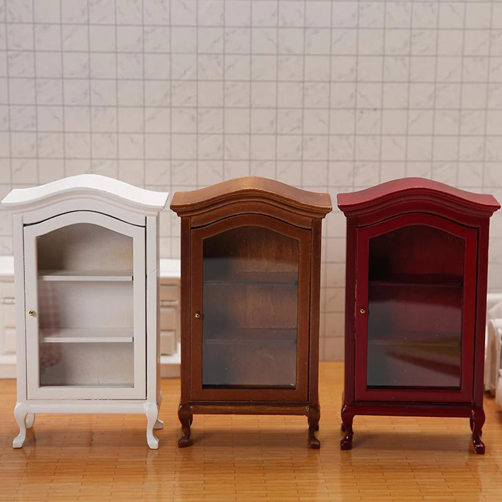 

1/12 Dollhouse Miniature Mini Furniture Model Kitchen Wine Cabinent Brown