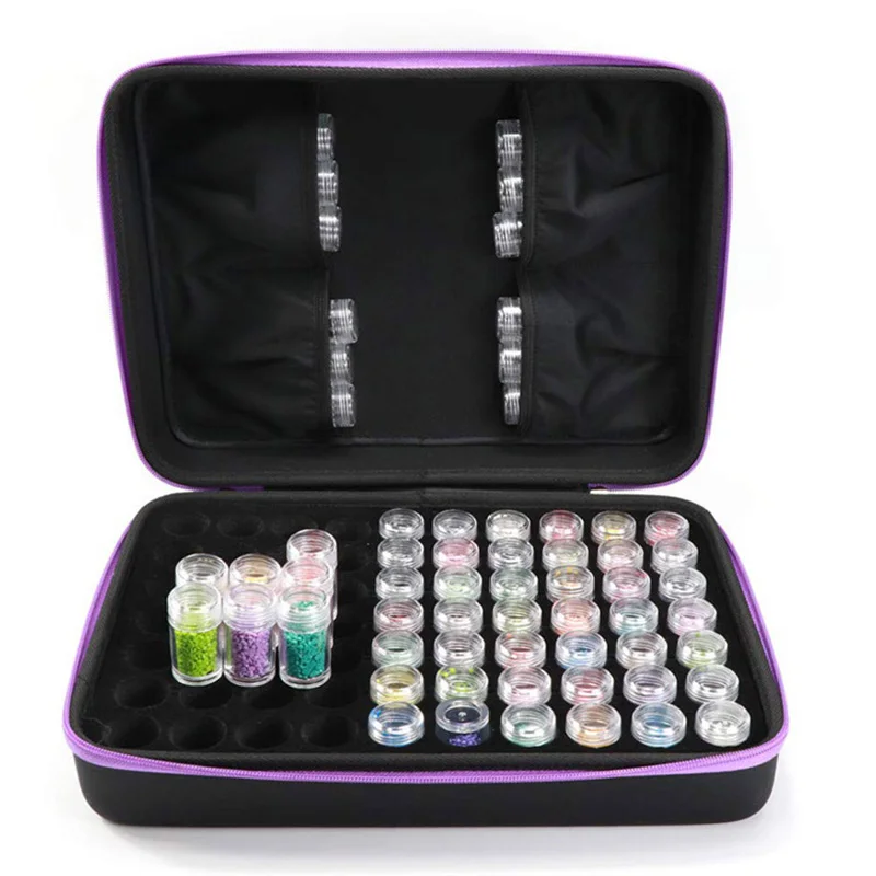 

New 70 Bottles DIY Diamond Painting Accessories Container Storage Bag Carry Case Holder Box Embroidery Tools Organizer