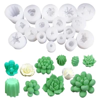 28 styles 1pcs succulent plants wax candle silicone mold cactus diy uv resin cupcake epoxy sugar plaster clay soap mould c390
