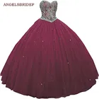 ANGELSBRIDEP милое бальное платье, платья для Quinceanera, модные блестящие платья для дня рождения с кристаллами и бисером, 15 лет