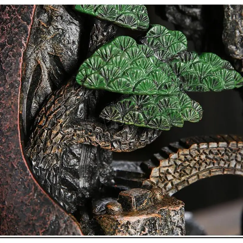 

Lofty Mountains And Flowing Water Backflow Incense Burner Cerative Resin Smoke Waterfall Incense Sticks Holder 20 Pcs Cones