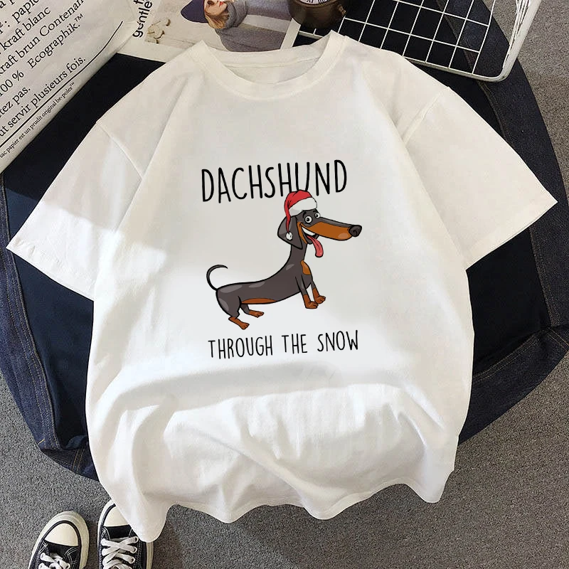 

Women Funny dog Graphic Tops Female Tee Harajuku Top Fashion Girl Tee Short Sleeve White Tops Summer Cute Sausage Dog T-Shirt