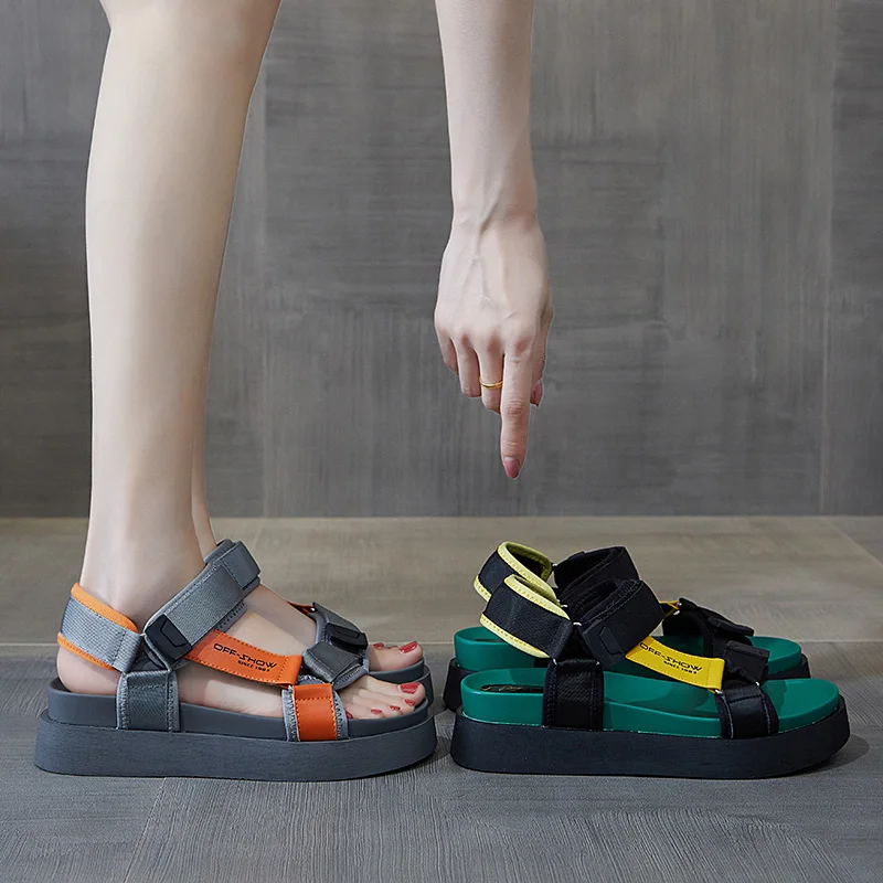 

New ladies beach sandals fashion Roman style wear-resistant thick bottom non-slip soft breathable soft comfortable high heels