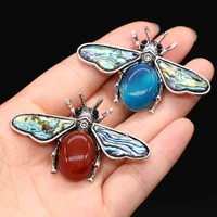womens brooch natural stone alloy pendant beef shaped for jewelry making diy necklace bracelet clothes shirts accessory