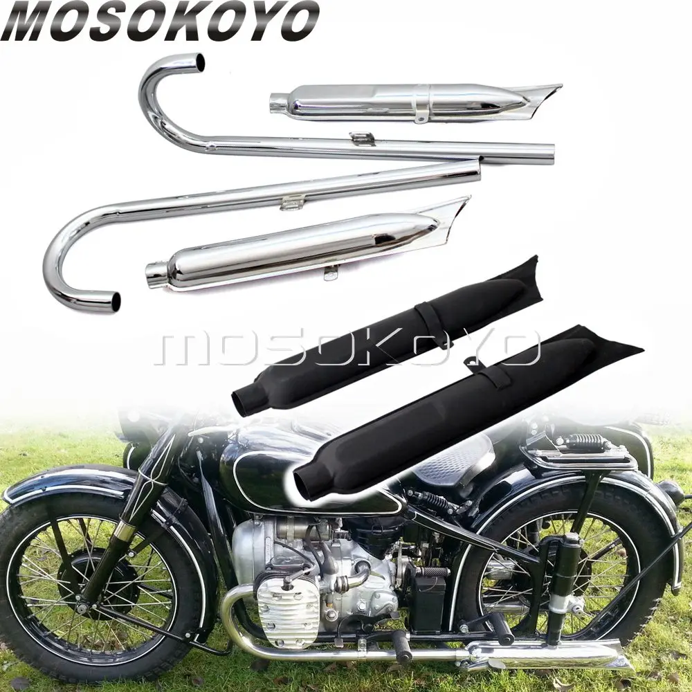 

For BMW K750 M1 M72 R71 R12 Dnepr MT12 Full System Fishtail Complete Exhaust Pipes Muffler Silencer Pipe Ural Sidecar 24HP/32HP