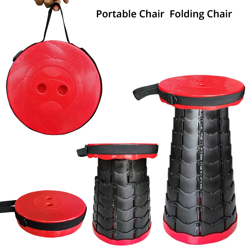 

Retractable Stool Folding Chiar Outdoor Portable Stool Folding Chair Camping Stool Convenient Fishing Foldable Plastic Stool