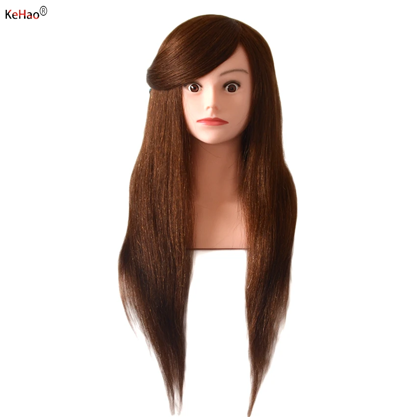 100% Natural Real Hair Mannequin Head For Sale 3 color 24inch Long Hair Training Head Can Paint Curl Twist to Make Hairstyle